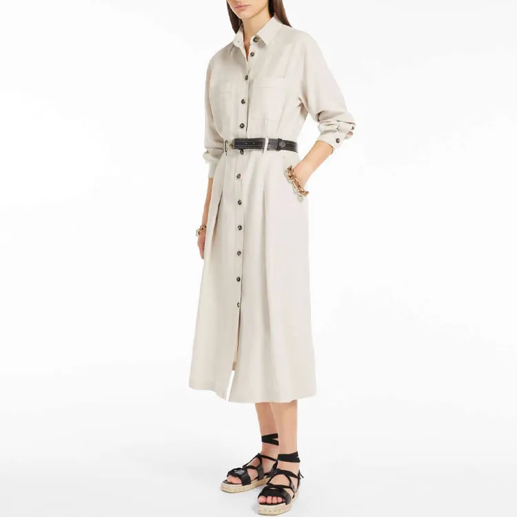 MaxMara Long Sleeved Dresses Women's Beige-3