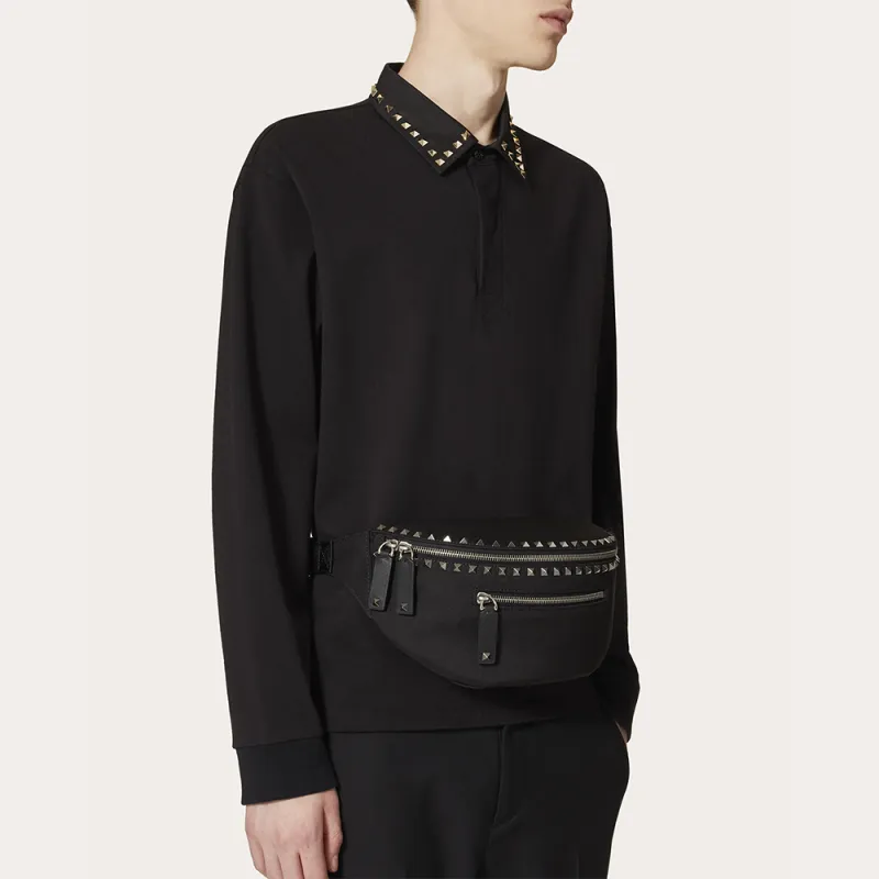 Valentino Nylon Sling Bags One Shoulder Crossbody Fanny Pack Men's Black-4