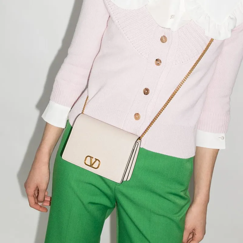 Valentino Leather Small Square Bag Shoulder Bag Women's White-4