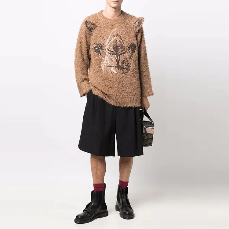 doublet Camel pattern Rib trimmed Jumper-2