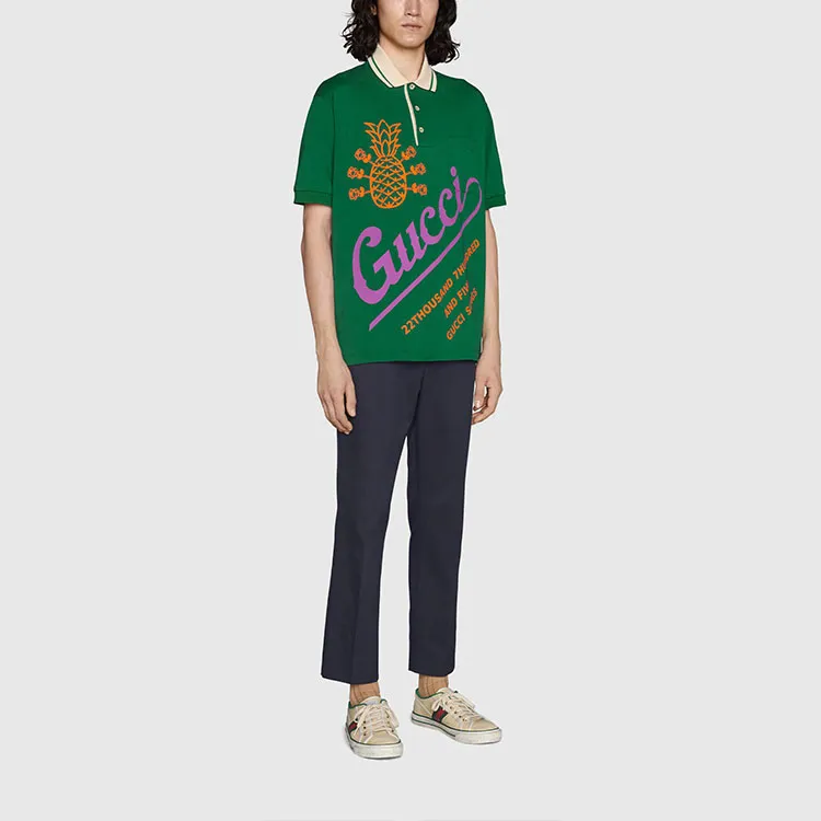 GUCCI Pineapple Collection SS22 Polo Shirt Men's Green-2