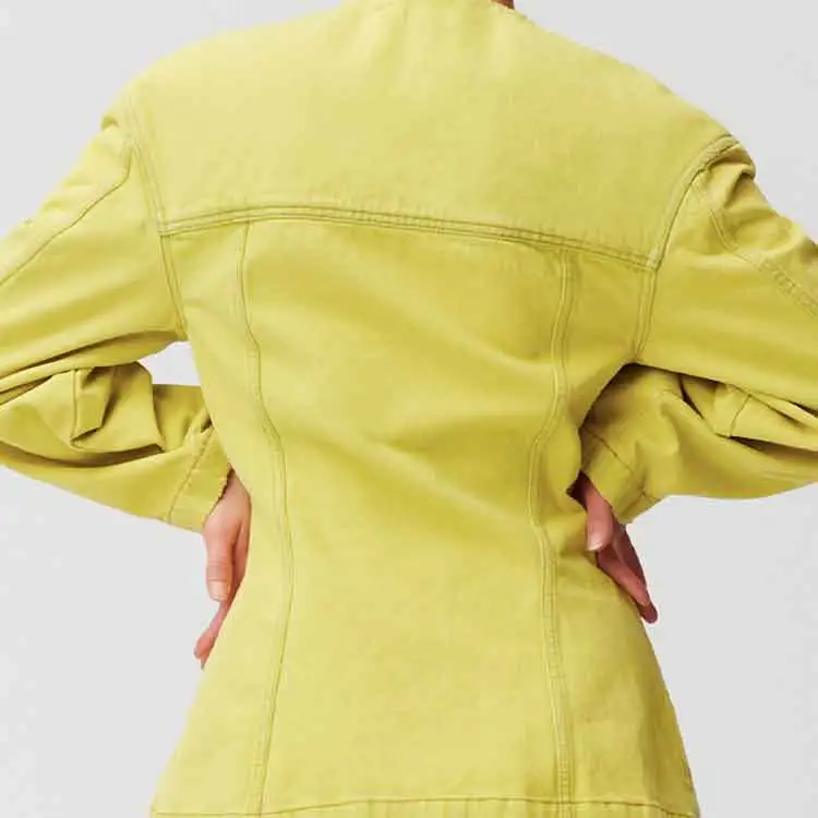 GANNI Denim Jackets Women's Yellow-3