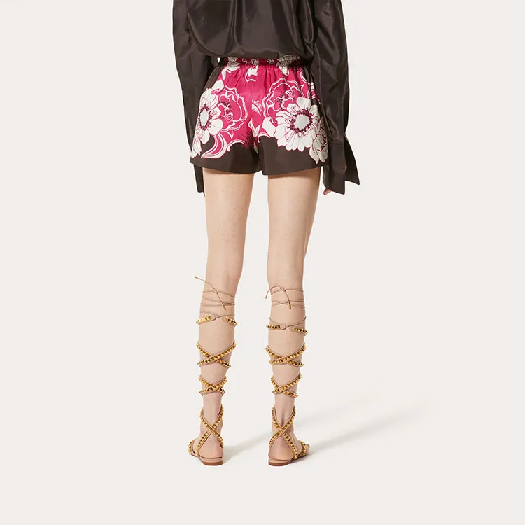 Valentino Plants & Flowers Casual Shorts Women's Pink-3