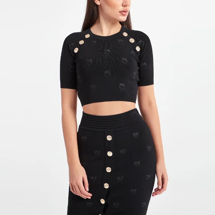PINKO SS22 Slim Fit Sweater Women's Black-4