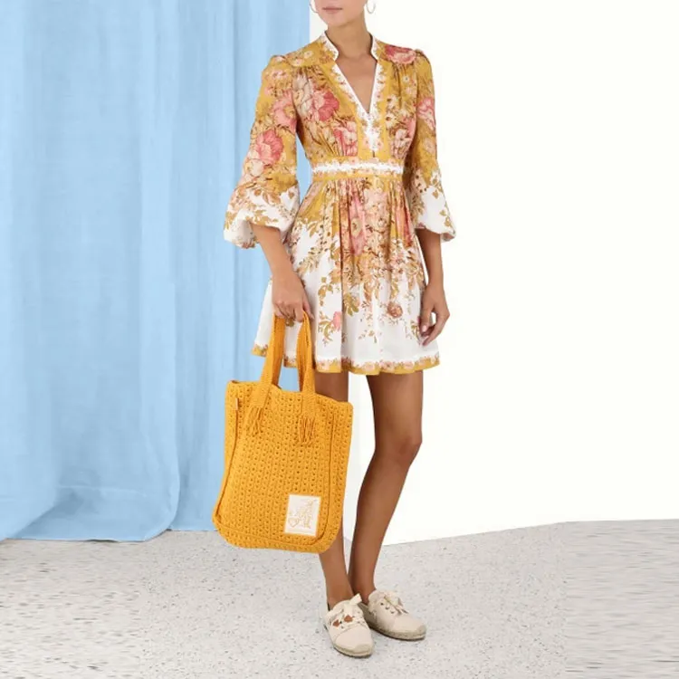 Zimmermann FW22 Long Sleeved Dress Women's Yellow-2