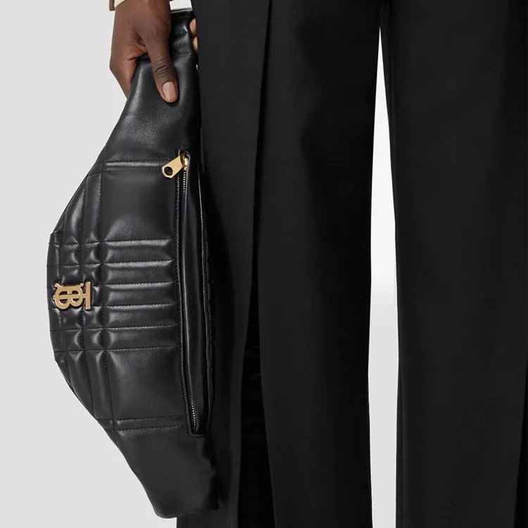 Burberry Lola Lola Bag Lambskin Sling Bag Fanny Pack Small Size Unisex Black-6