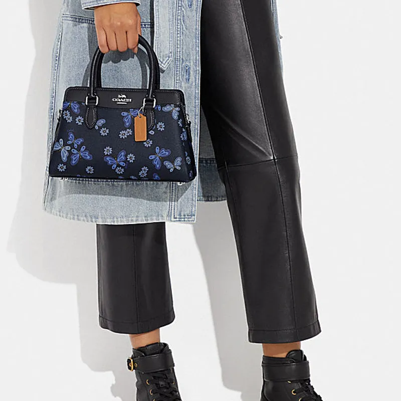 COACH Darcie Cow Leather Shoulder Bag Crossbody Bag Handbag Mini Women's Black Blue-3