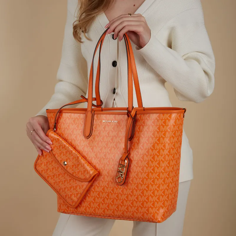 MICHAEL KORS Cotton Tote Bag Shopping Bag Handbag Shoulder Bag Women's Orange-4
