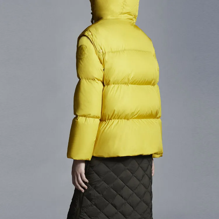 Moncler FW21 Solid Color Hooded Down Jacket Women's Mustard Yellow-2