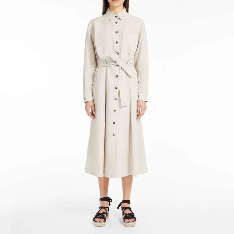 MaxMara Long Sleeved Dresses Women's Beige-1