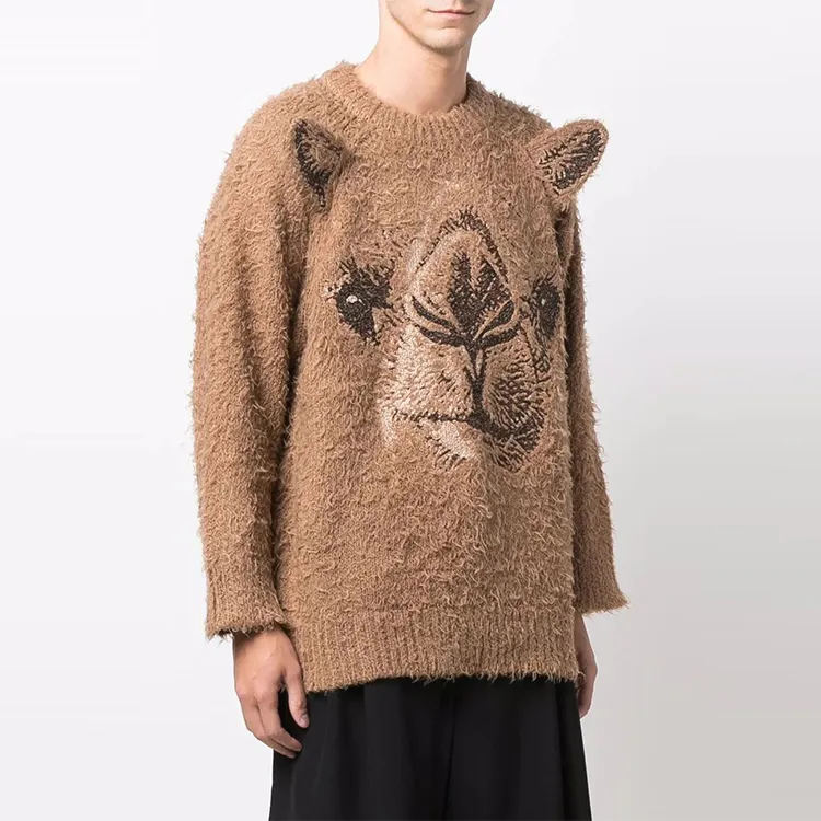 doublet Camel pattern Rib trimmed Jumper-3