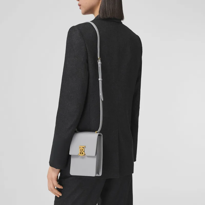 Burberry Robin Leather Cell Phone Pouch Shoulder Bag Crossbody Bag Women's Gray Stone Multicolor Gray-5