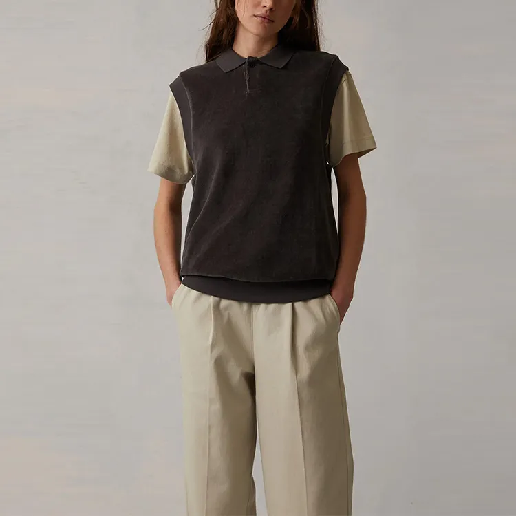 Fear Of God Essentials Women's Velour Sleeveless Polo Iron-2