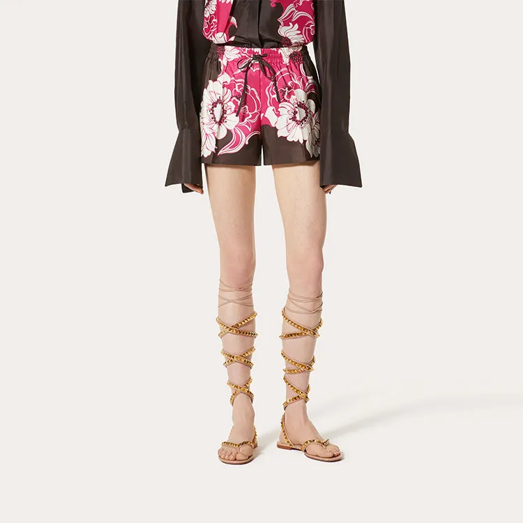 Valentino Plants & Flowers Casual Shorts Women's Pink-2