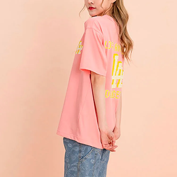 MLB Los Angeles Dodgers T Shirts Unisex Pink-5