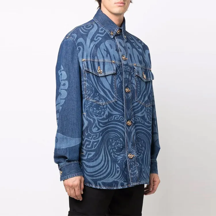 VERSACE Denim Jackets Men Blue-3