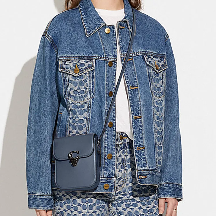 COACH Studio Cow Leather Shoulder Bag Crossbody Bag Mini Women's Denim Blue-5
