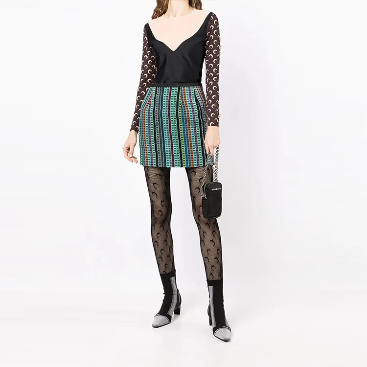 Marine Serre Color Blocked Wrapped Mini Skirt-1