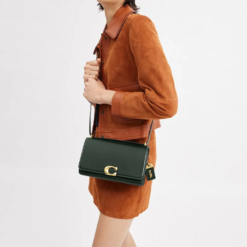 COACH Bandit Calfskin Envelope Bag, Crossbody Bag, Shoulder Bag Women's Dark Green-4