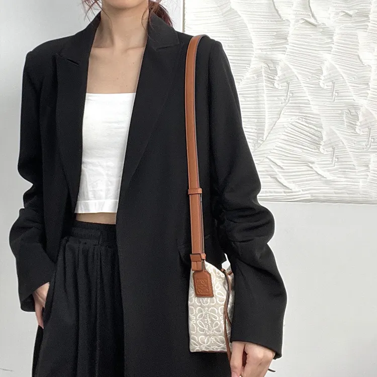 Luxury Care Artisan Workshop Imported Microfiber Bag Accessory Bag Strap Women's Brown-1