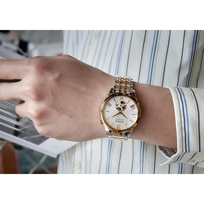 CITIZEN Mechanical Movement Stainless Steel Strap Watch Unisex White Dial NH9136 88A-3