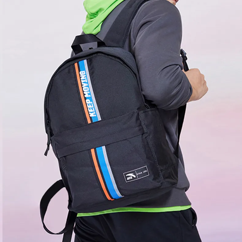 Anta PU Laptop Bag Backpack Regular Unisex Black Blue-4
