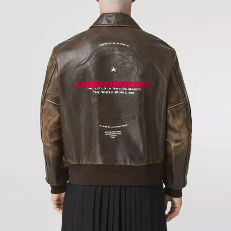 Burberry Leather Jackets Men Brown-3