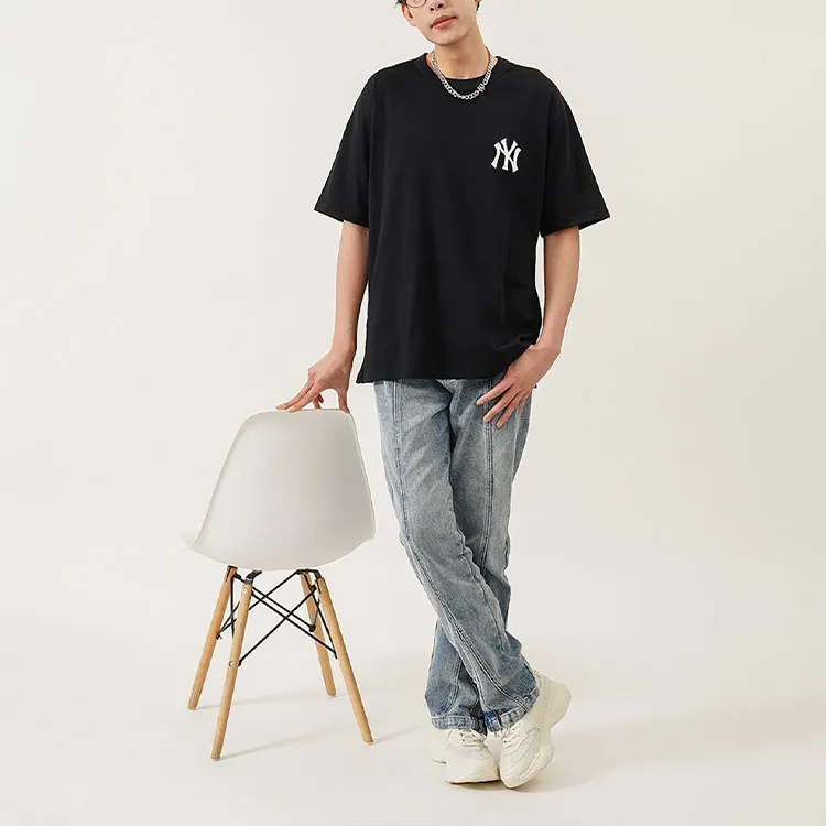 MLB Old Flower T Shirts Unisex Black-2
