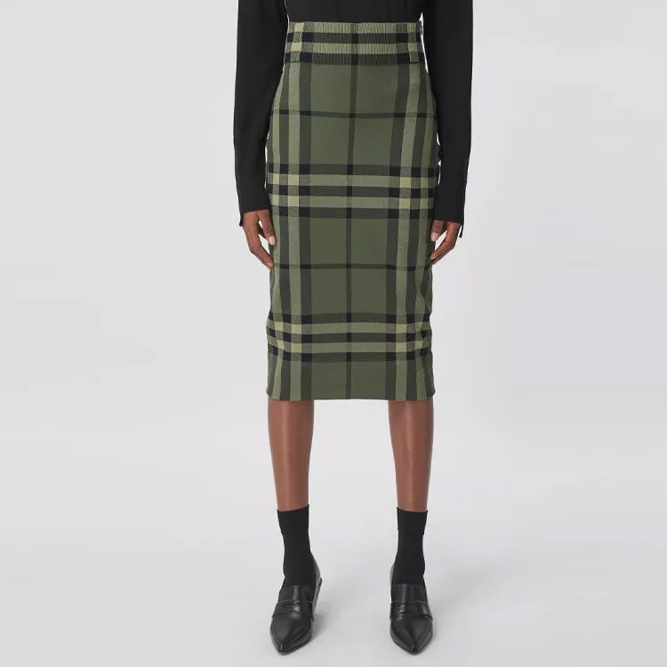 Burberry Casual Long Skirts Women's Green-1