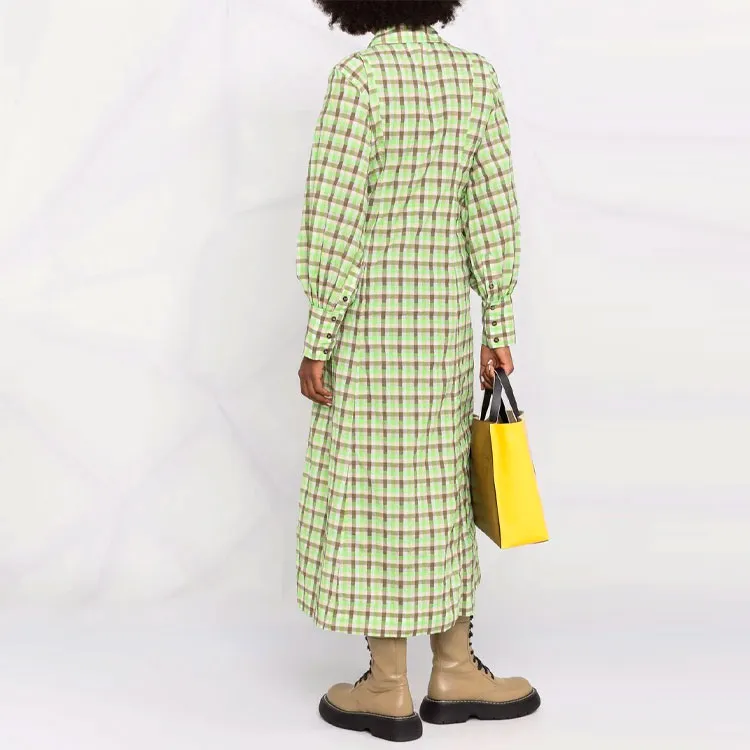 GANNI Long-Sleeved Dresses Women's Green-2
