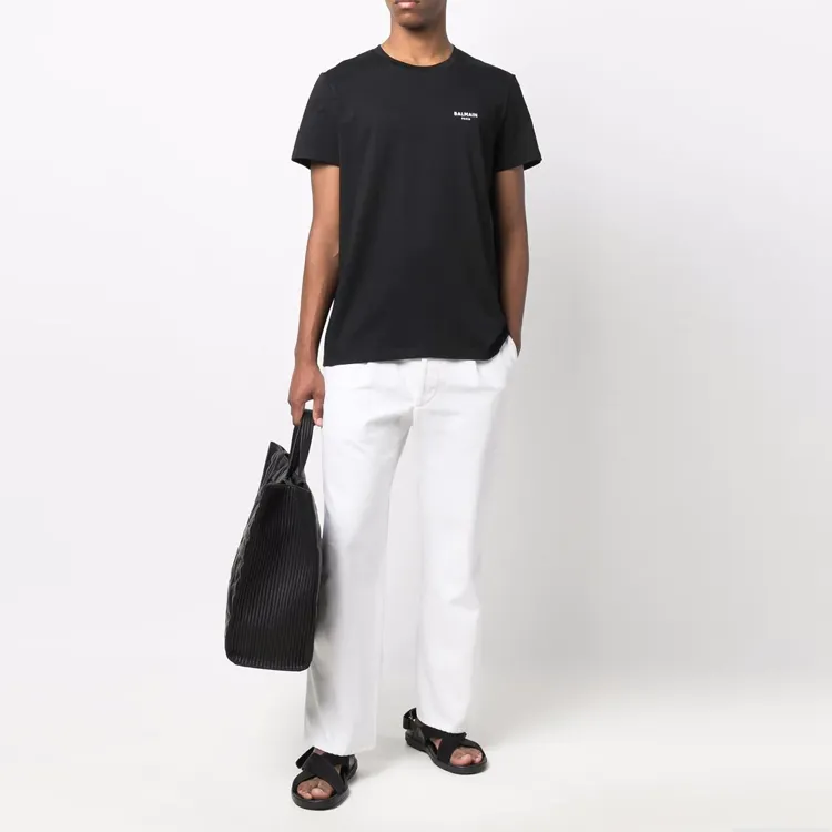 BALMAIN Logo Printed Crewneck T Shirt-1