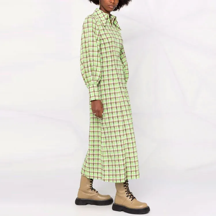 GANNI Long-Sleeved Dresses Women's Green-3