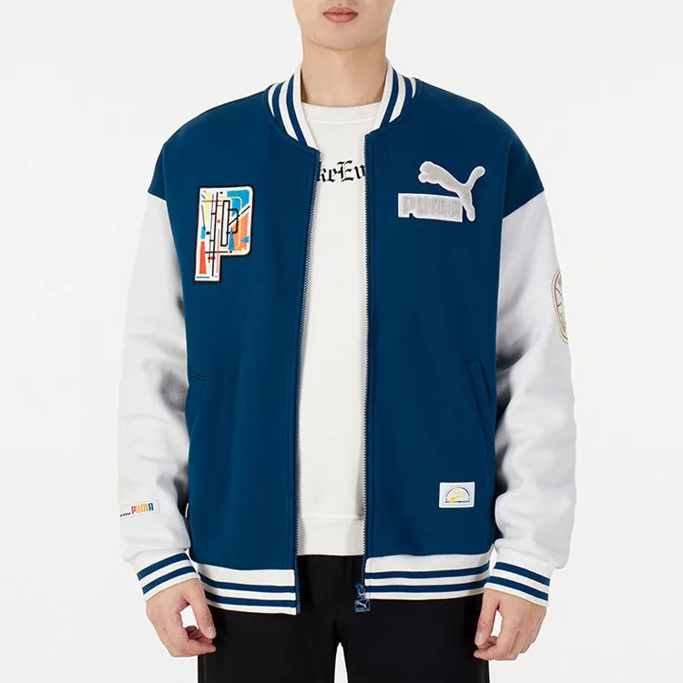 PUMA Mix Badge Bomber Jac Baseball Jerseys Unisex Blue-2