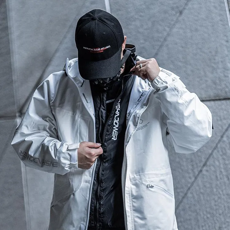 ENSHADOWER Waterproof And Windproof Windbreaker Jacket Men's White-2