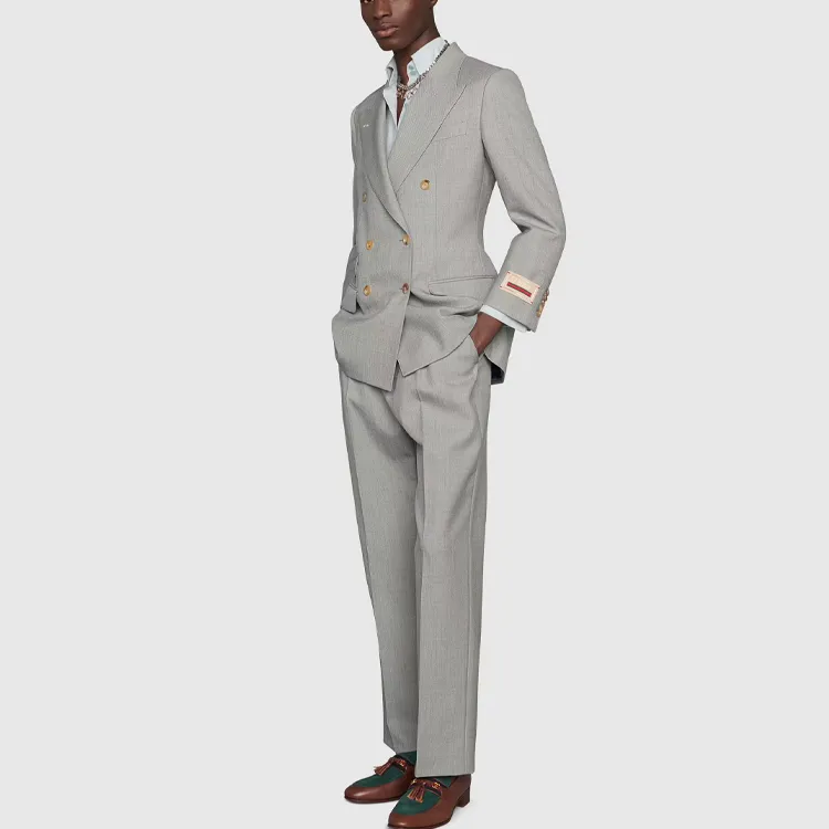 GUCCI High Rise Wool Trouser Pants Grey-1