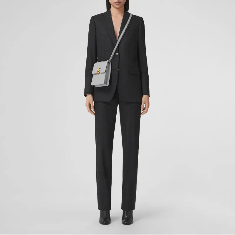 Burberry Robin Leather Cell Phone Pouch Shoulder Bag Crossbody Bag Women's Gray Stone Multicolor Gray-7