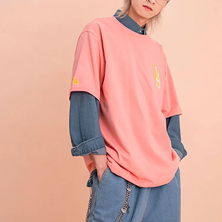 MLB Los Angeles Dodgers T Shirts Unisex Pink-6