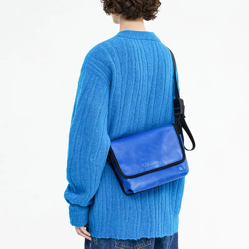 ADER ERROR Leather Messenger Bag, Shoulder Bag, Crossbody Bag Regular Unisex Blue-3