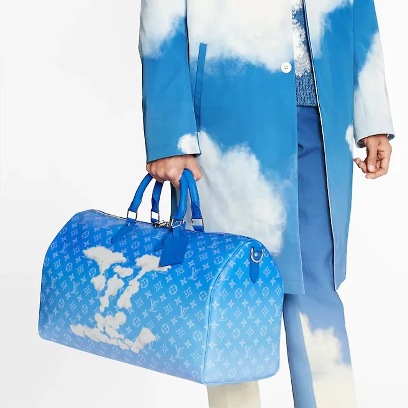 LOUIS VUITTON Keepall Bandouliere Clouds Monogram 50 Blue-6