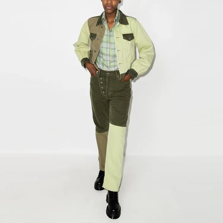 GANNI Overdyed Colorblock Jeans 'Forest Night'-2