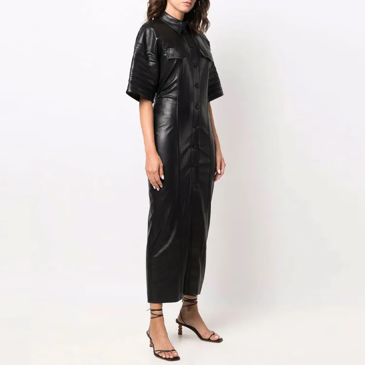 NANUSHKA Faux leather Fitted Shirt Dress-3