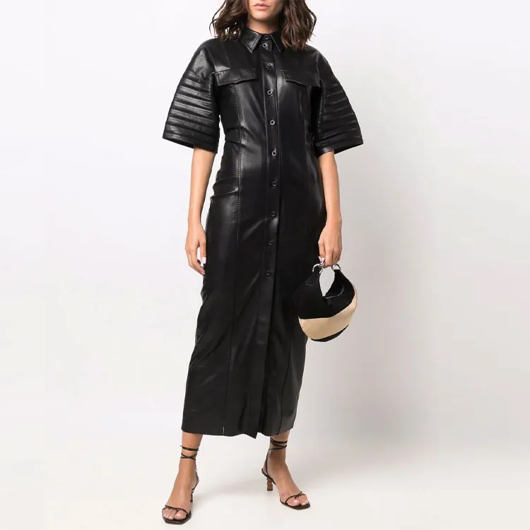 NANUSHKA Faux leather Fitted Shirt Dress-1