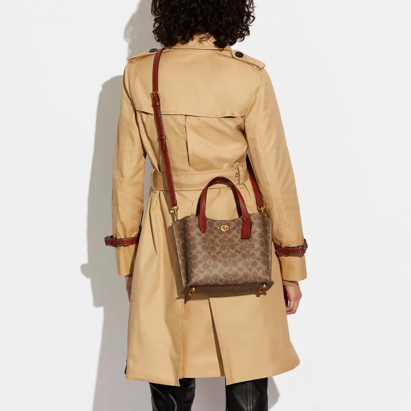 COACH Willow Leather Tote Bag Shopping Bag Shoulder Bag Crossbody Bag Handbag Medium Size Women's Brown Red-3