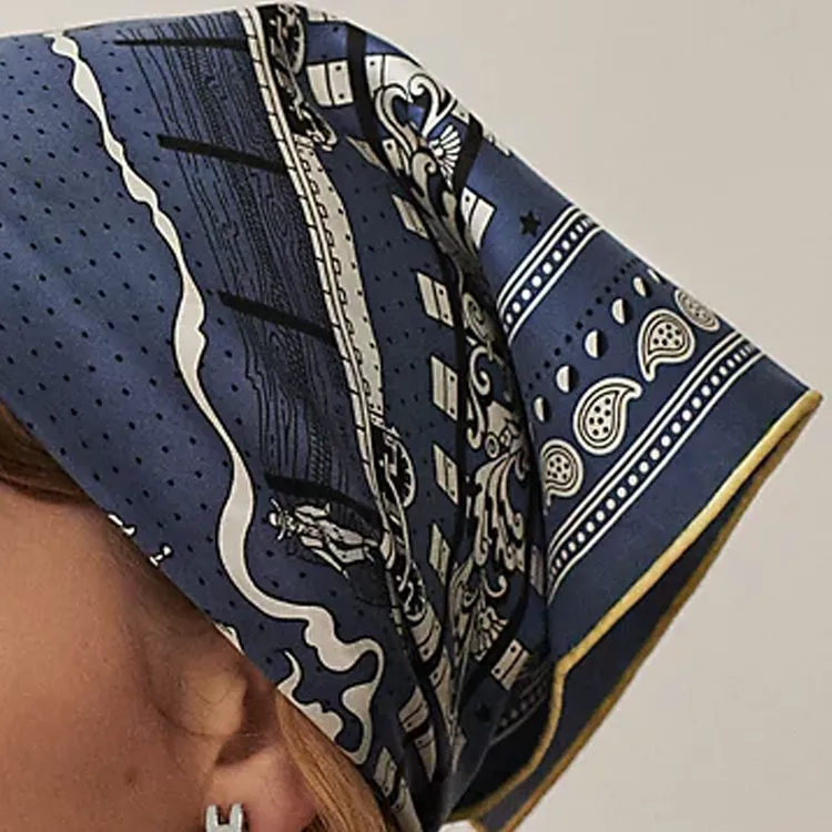 HERMES All Aboard! Silk Scarves Women's Blue-1