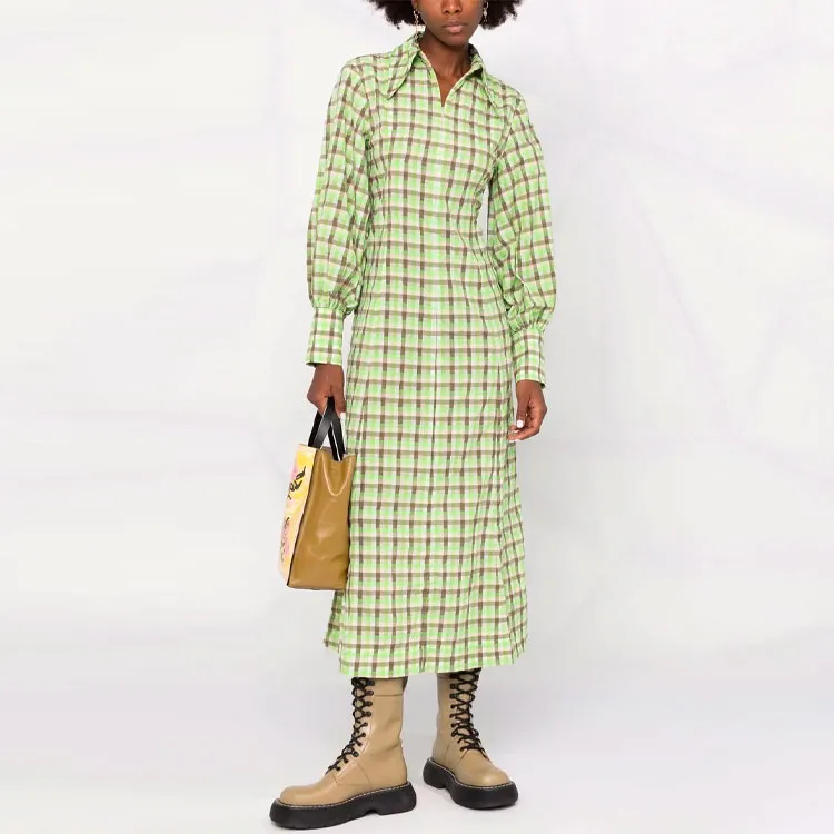 GANNI Long-Sleeved Dresses Women's Green-1
