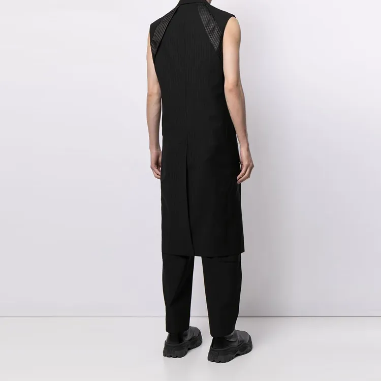 marine serre Panelled-pinstripe Sleeveless Overcoat-3