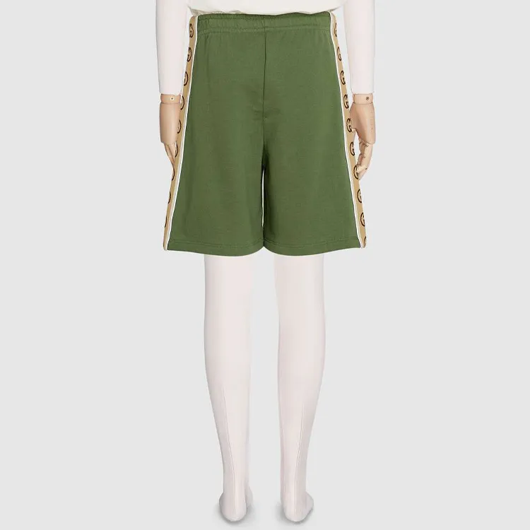 GUCCI Interlocking G Stripe Cotton Shorts-3