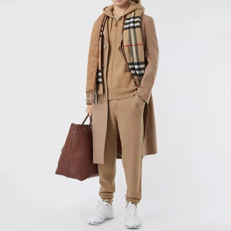 Burberry Monogram Motif Track Pants Logo Knitted Sports Pants Men's Light Coffee-5