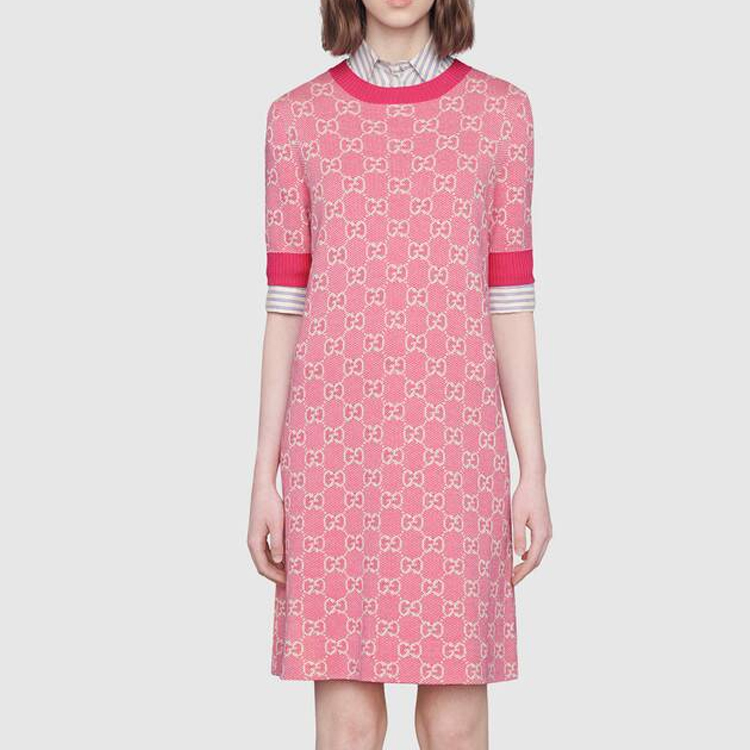GUCCI Short Sleeved Dresses Women's Pink - POIZON