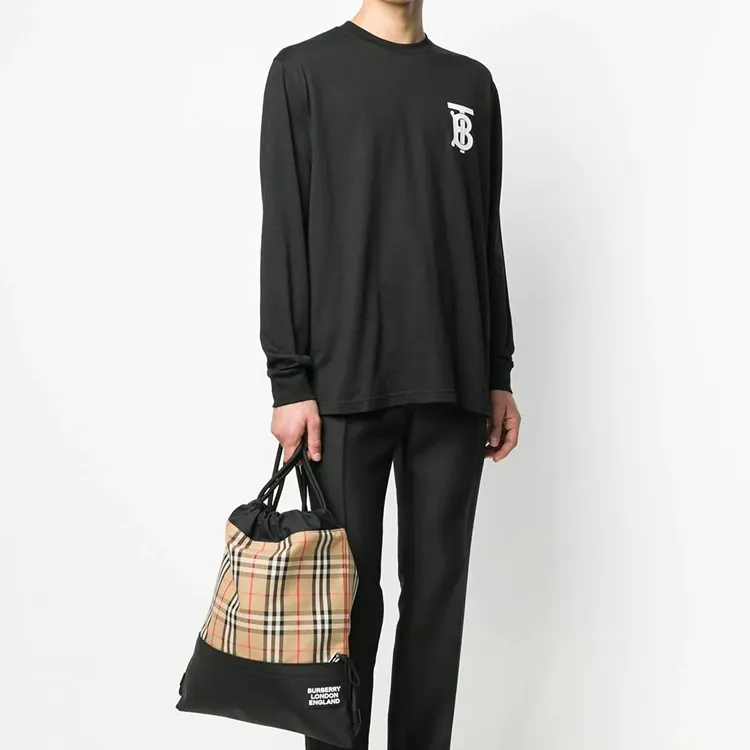 Burberry Logo Cotton Long Sleeve T Shirt-2